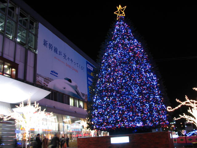 JR岡山駅前のクリスマスツリー